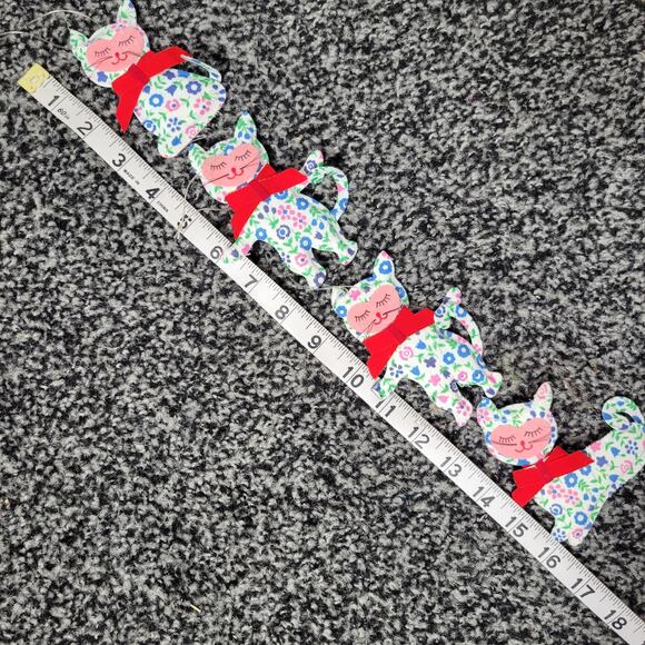 Vintage Kitschy Floral Kitty Cat Christmas Tree Ornaments, set of 4 - Picture 12 of 12